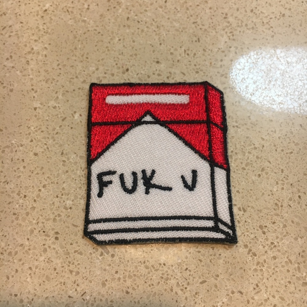 Fuk u cigarette box iron on patch